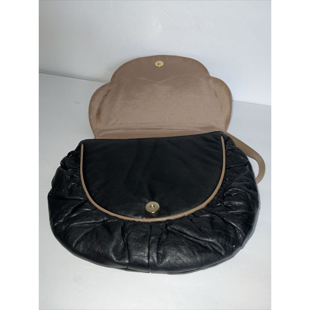 Timmy Woods 1977 Beverly Hills Vintage Black Leather Purse w/Tan Trim - Picture 6 of 8